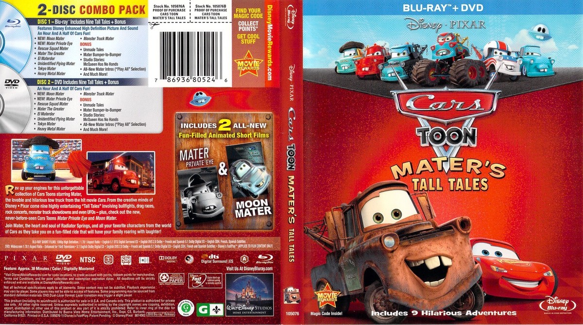 Cars Toon Mater's Tall Tales Bluray DVD Canada, dvd cars 1 2 3
