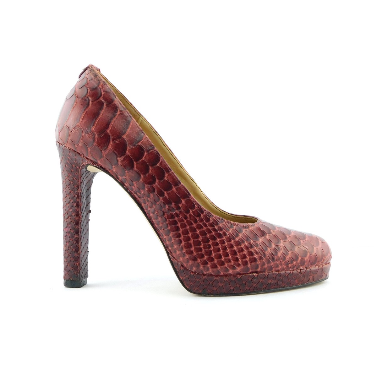 MICHAEL KORS Size ETHEL Red Snake Print Platform Heels Pumps