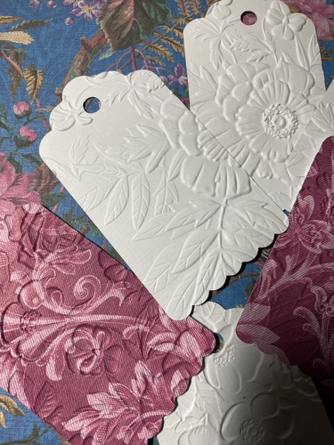 EMBOSSED  tags nine pieces, Journal Scrapbook from variety, of paper ￼ - Bild 3 von 7