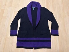 Women’s Lauren Ralph Lauren Black And Purple Shawl Collar Sweater Size M 