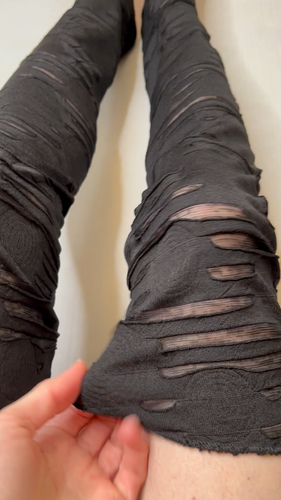 Calentadores de piernas de momia negros vendaje calcetines hasta la rodilla envolventes rasgados hasta el muslo Zombie Psy - Vídeo 1 de 1