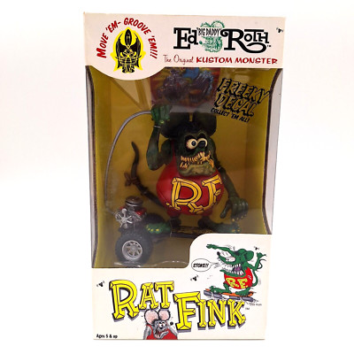 Rat Fink Action Figure On Skateboard Ed Big Daddy Roth Jonzo 1999 NIB Diecast!!