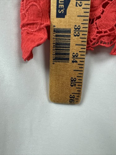 Abito da donna nuovo con etichette Anthro Illa Lacey Lou Off Spalle in pizzo foderato rosso - Foto 4 di 9