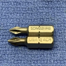 2 Snap on USA NEW 1/4" Hex #1 Phillips ACR Screwdriver Bits SDM221IRB