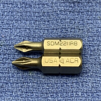 2 Snap on USA NEW 1/4'' Hex #1 Phillips ACR Screwdriver Bits SDM221IRB