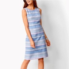 Size 10 Talbots Blue Tweed Striped Sheath Dress