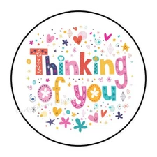 30 THINKING OF YOU ENVELOPE SEALS LABELS STICKERS PARTY FAVORS 1.5"