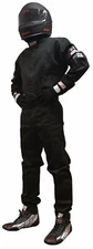 RACING SUIT FIRE SUIT 1 PIECE SFI 3.2A/1 SINGLE LAYER BLACK SIZE ADULT XL