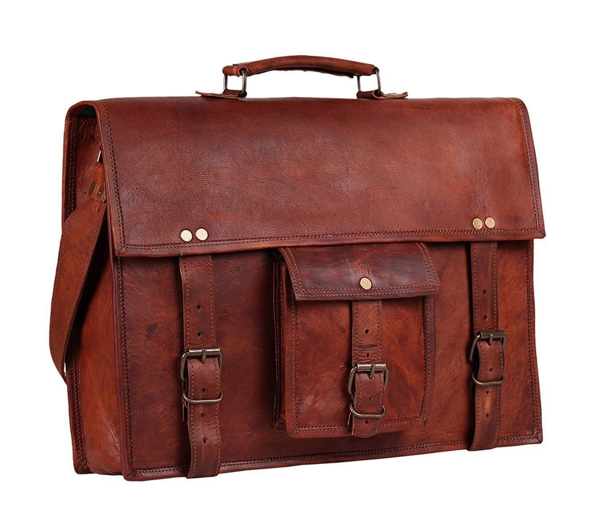 ROYALZ Sac Bandoulière 'Chicago' Cuir Véritable 15,6" - Mallette Ordinateur Portable Homme Vintage Élégante - Porte-Documents Business