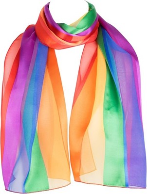 Hat To Socks Premium Chiffon Satin Schal mit Regenbogenstreifen für Damen - In 