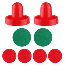5 Sets Red Plastic Air Hockey Pushers 10 Paddles 20 Pucks 10 Felt Pads