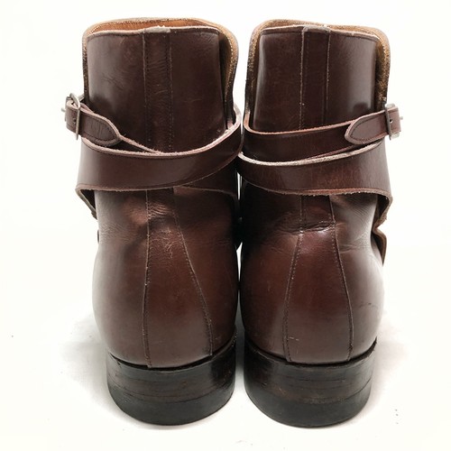 Vintage Brown Leather Jodhpur Ankle Boots Vulcan Sole Vibram Heel Buckle - Picture 7 of 10