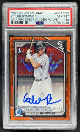 2024 Bowman Draft Caleb Bonemer Chrome Auto Orange Wave Refractor 1st /25 PSA 10