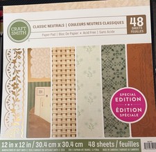 CLASSIC NEUTRALS By Craft Smith 12 X 12 Paper pad 48 pages So Nice QUICK SHIP