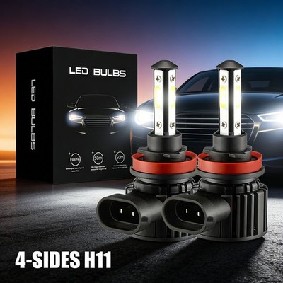 4-Sided H11 LED Headlight Super Bright Bulbs Kit 6500K White 330000LM Low Beam