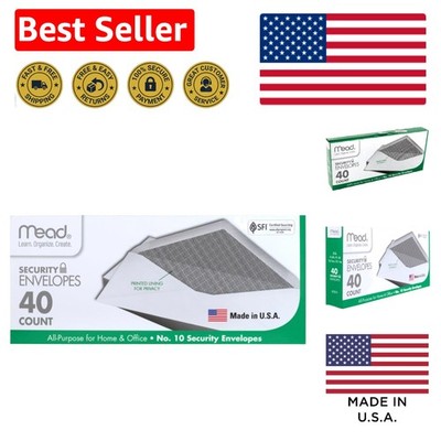 40 Count White Security Envelopes - Ideal for Home & Office Mail, 20 lb. Paper