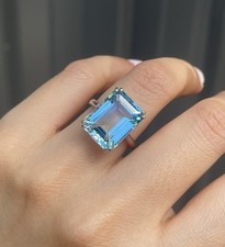 9ct white gold 13.5ct natural Icy blue topaz ring