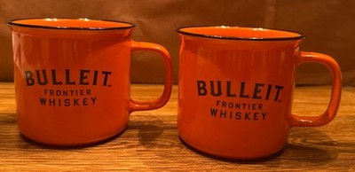Bulleit Bourbon Frontier Whiskey 12 Oz Orange Ceramic Mug Coffee Cup Set