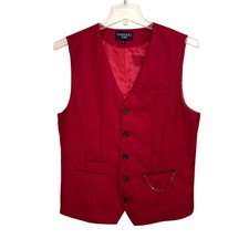 THELEES Homme Men's Chain Zipper Pocket 5 Button Formal Vest Waistcoat Size XXXL