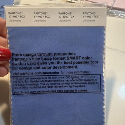 Pantone Smart Swatch ultramarine 17-4037tcx Sealed Cotton Fabric Swatch 4 x4.5 
