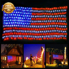 LED American Flag Lights 6 5Ft 3 2Ft Waterproof Led Flag Net Light Outdoor