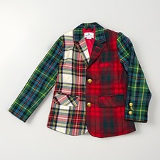 Classic Prep Boys 100 Wool Patchwork Tartan Plaid Blazer Jacket M Holiday