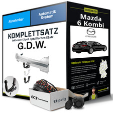 Für MAZDA 6 Kombi Typ GJ, GL Anhängerkupplung abnehmbar +eSatz 13pol 13-18 Set
