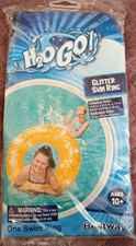 H2OGO Glitter Swim Ring 30in 76cm Gold Inflatable Pool Float NIP