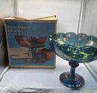 Vintage Indiana Glass Carnival Glass Garland Bowl #2892 Blue Iridescent w/ Box