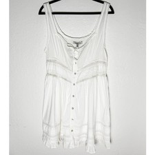 Urban Outfitters Womens Angelina Lace Tiered Mini Dress White Cotton Milkmaid XL