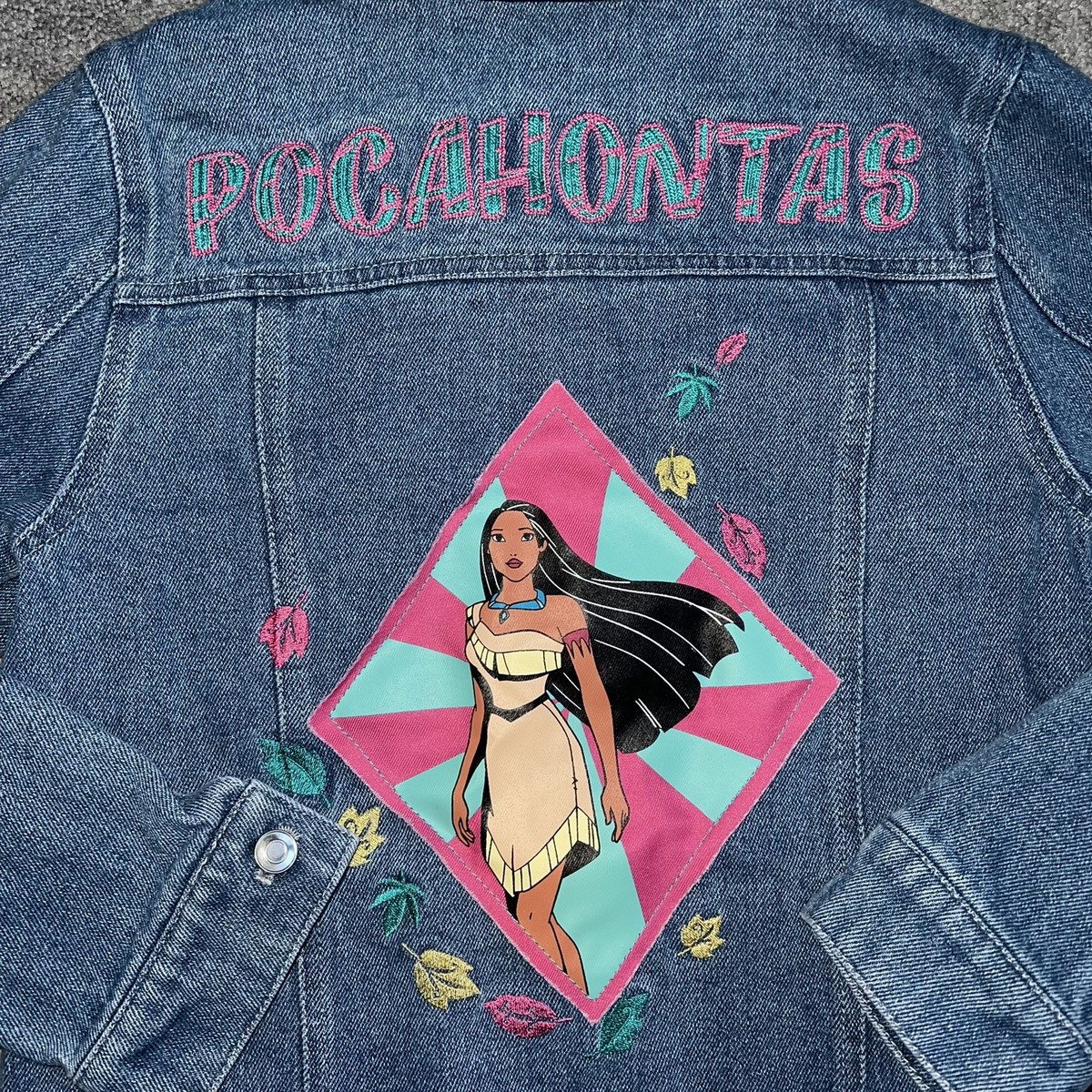 NWOT Girls Disney Store Pocahontas Embroidered Jean Jacket Size 9