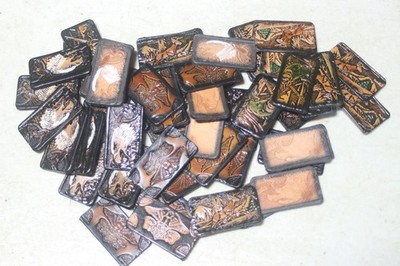 Lot of 50 Die Cut & Stamped 2-1/2 x 1-3/8 Inch Leather Pieces  Crafts Keychains