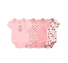 4pcs Fashion Short Sleeve Cartoon Baby Boy Girl Bodysuit 100 Cotton Newborn Boy