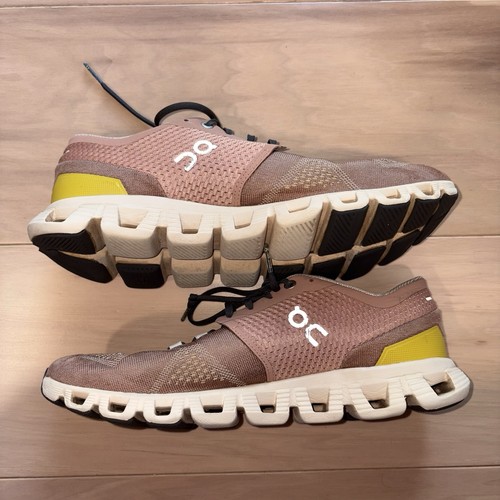 On Cloud X Mujer Talla 9.5 Crema Beige Rosa Amarillo Zapatos para Correr Tenis - Imagen 3 de 9
