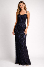 Vintage 90s Y2K Lace Metallic Formal Maxi Dress Purple Whimsigoth Grunge Prom 3