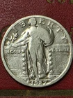 1927-P  Standing 🗽  SILVER Quarter   VG / FINE  Nice Collectable  SILVER  Piece