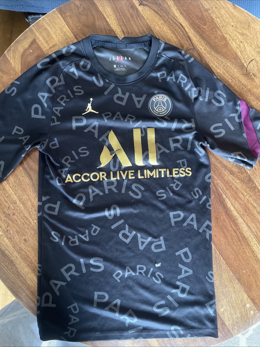 Jordan PSG 20/21 Pre Match Top Size Xs Men's Black And Gold With
