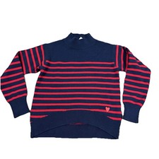 Crewcuts Sweater Blue Red Stripes Girls Medium 8-9 NEW Heart Valentine s Cotton