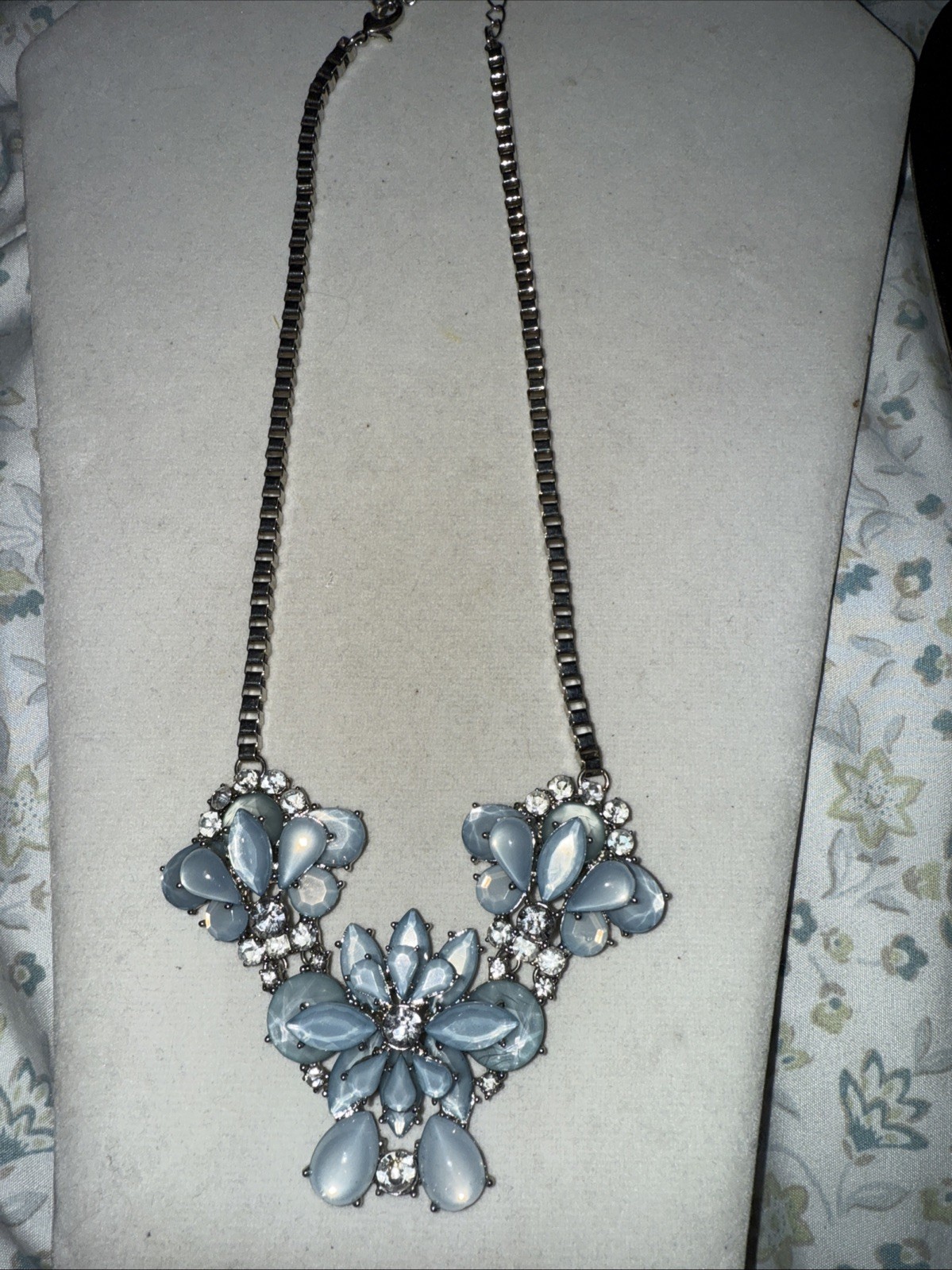 Light Blue Statement Bib Necklace Adjustable Stun… - image 3