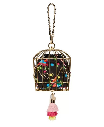 Betsey Johnson Vintage Gold Parrot Dancer Bird Cage Wristlet Dress Handbag Purse - Picture 4 of 20