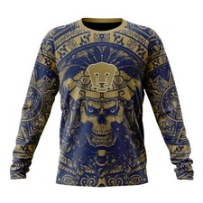 Personalized LIGA MX Pumas UNAM Long Sleeve Shirt Special Aztec Skull