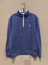 Rhoback Men s Medium Blue Striped Performance Quarter Zip Pullover Golf USA Flag