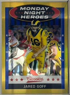2021 Panini Classics Jared Goff Monday Night Heroes Gold 66/75 Rams