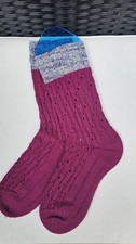 Woman hand knitted wool socks