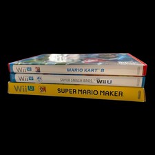 Nintendo Wii U Game Lot Mario Kart 8, Smash Bros, Super Mario Maker Tested CIB