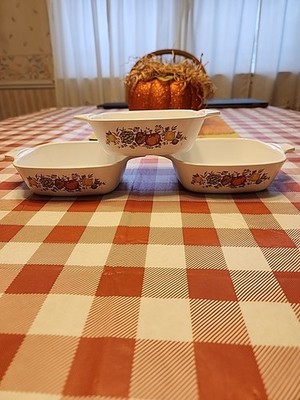 (3) Vintage Corning Ware Dish Spice of Life 1 3/4 Cup Small Casserole with Lids
