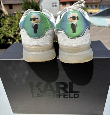 Karl Lagerfeld BRINK Herren Sneaker Low Top weiß/grün EU 45 Schnürung
