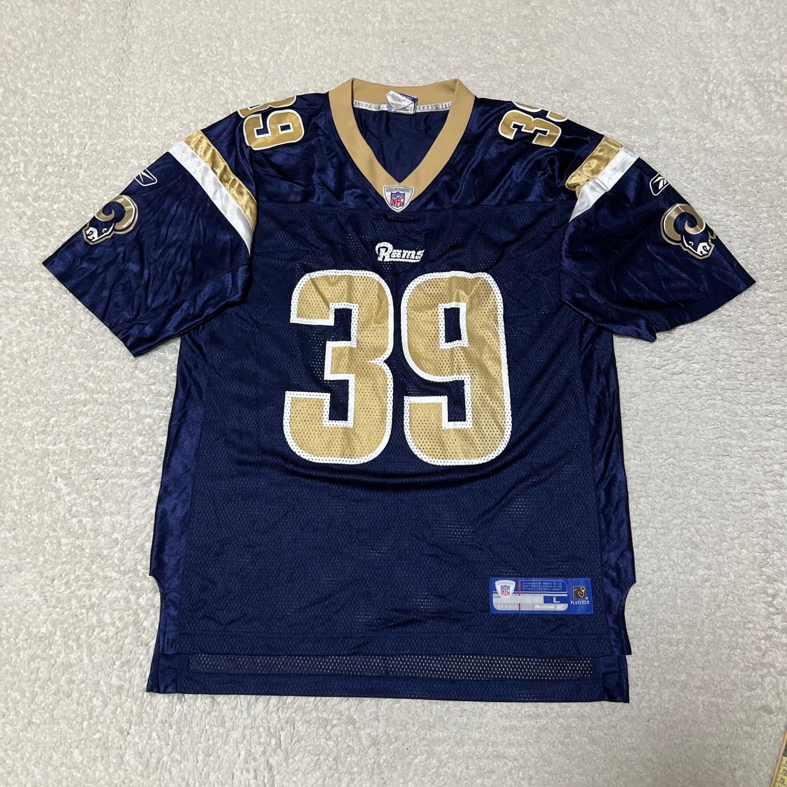 Vintage St Louis Rams Jersey Men Large Blue Steven Jackson 39 Football Reebok