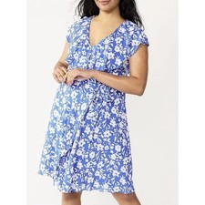 Draper James RSVP Blue Floral Short Sleeve Wrap Dress Size 4 NWT