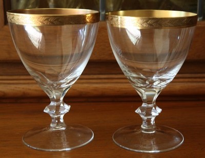 2 Mintonborte Gläser mit Messinsrand von Firma Theresienthal, Höhe 12cm Vintage